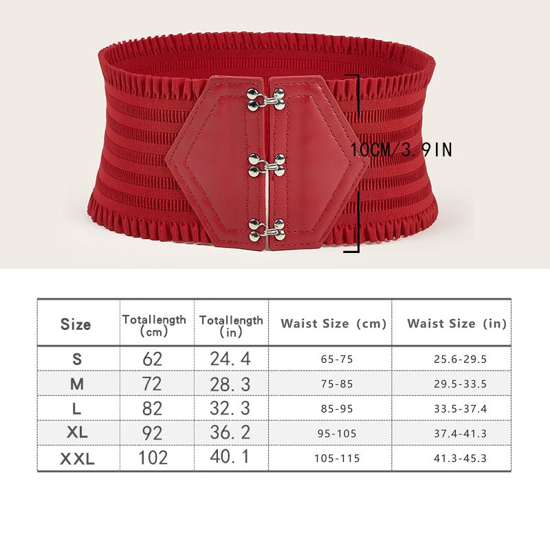 Levendige Drievoudige Gesp Elastische Tailleband Ruches Brede Riem - Elegante Decoratieve Jurk Gilet voor Vrouwen met Verstelbare Band M brown