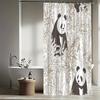 1pc Panda Theme Shower Curtain with Vivid Animal and Plant Design, Bathroom Decor, Polyester Fabric, Includes 12 Hooks,