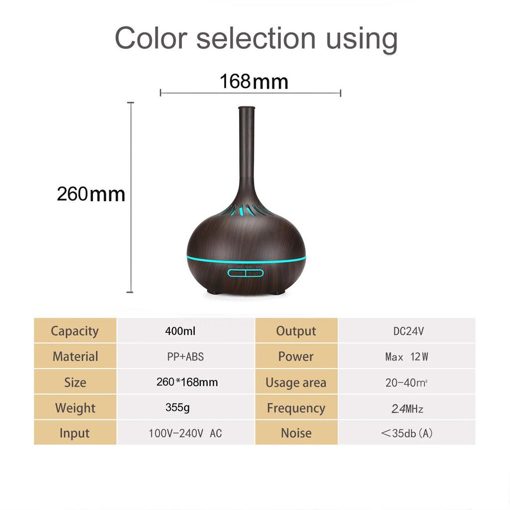 Remote-Controlled Wood Grain Aromatherapy Humidifier with Seven-Color LED Lamp