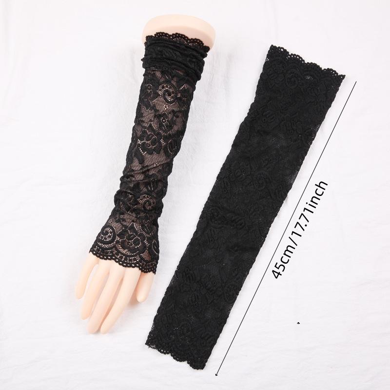 1 Paar Elastische Ärmel Fahrhandschuhe Lange Fingerlose Eis Seide Spitze Armärmel Fäustlinge Bedeckt Sommer Sonnenschutz Spitze Handschuhe Damen