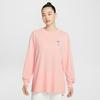 Women's Nike T Shirts Women's Pink Crew Neck Moderate Straight Fit
