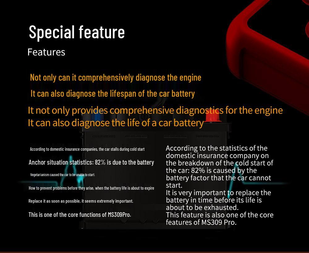 Yu Ming MS309PRO OBD Diagnostic & Battery Detection Tool