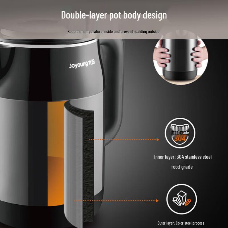 Joyoung 1.7L 304 Stainless Steel Double-Layer Electric Kettle CN plug (adapter included)
