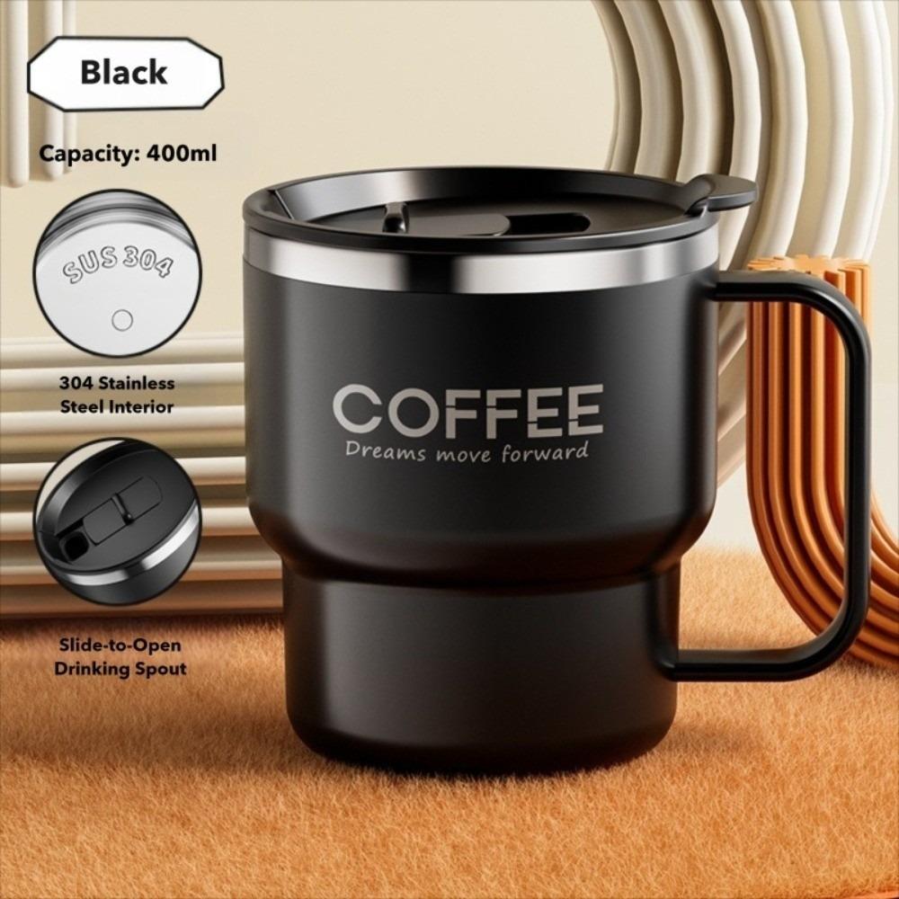 304 Stainless Steel Insulated Coffee Cup with Handle with Lid Water Cup Double Wall Insulated Anti Scalding Drinking Cup