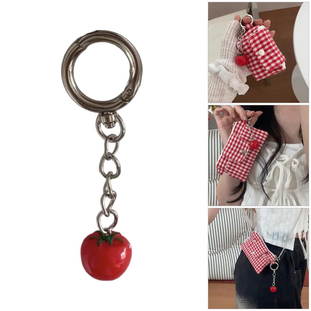 Adorable Tomato Keychain Pendant with Resin Alloy Craftsmanship Multipurpose Bag Backpack Accessory for Daily Party Wear