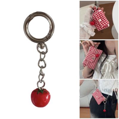 Adorable Tomato Keychain Pendant with Resin Alloy Craftsmanship Multipurpose Bag Backpack Accessory for Daily Party Wear