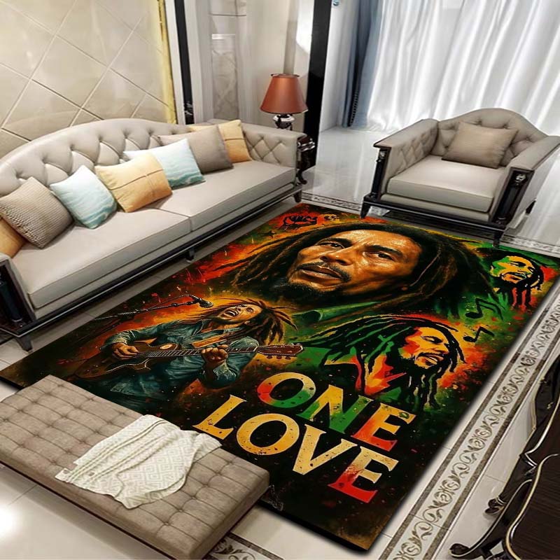 Bob Marley Album Carpet Reggae Music Jamaican Style 3D Flannel Carpet Home Living Room Bedroom Decoration Bathroom Carpet Gift