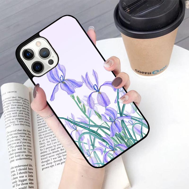 Iris Purple Flower Watercolor Mobile Phone Cases Cover For iPhone 17 Air 16 15 14 12 13 11 Pro MAX Apple Plus Coque