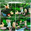 Roowest 19 Pcs Garden Accessories Garden Fairies Kit Miniatures Garden Animals Cute Tiny Mushroom Mini Pond Bridge Figurine Miniature Figurines Micro