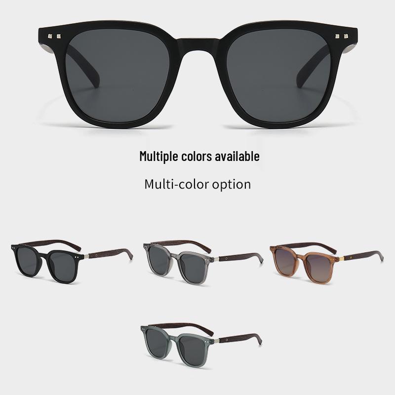 2025 Trend Wood Grain Round Frame Sunglasses: Small Face, Red Style, Versatile UV Protection for Women