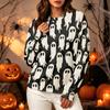 Women's Casual Long Sleeve Halloween Print Crewneck Sweatshirt