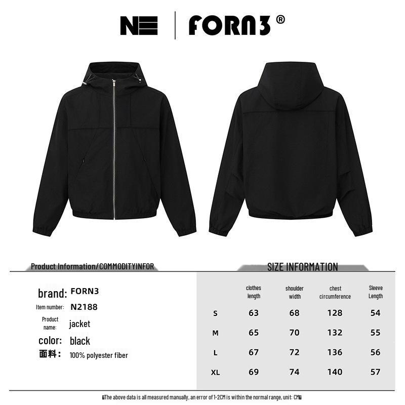 QIYOU 2026 Autumn Unisex Retro Hooded Windbreaker Jacket