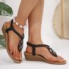 Fashion Women's Summer Braided Strap Wedge Sandals Elastic Band Clip Toe Gladiator Sandals Woman Roman Style Comfortable Beach Shoes