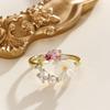 Creative Sweet Garland Micro-inlay Zircon Butterfly Flowers Pearl Open Rings for Women Exquisite Stainless Steel Finger Jewelry