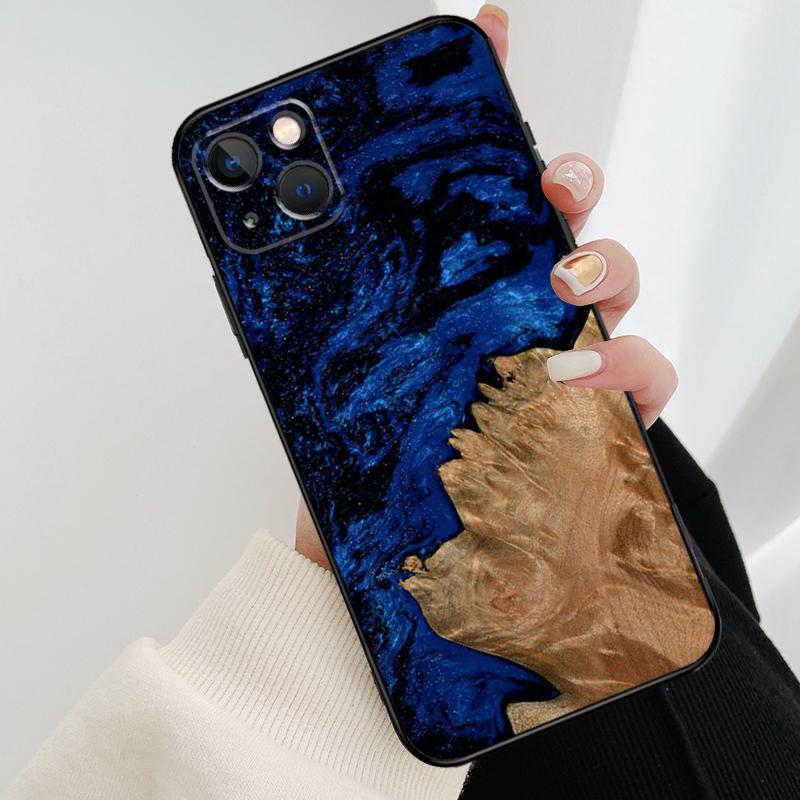Hybrid Wood Resin Phone Case For iPhone 17 Pro Max 14 13 12 11 15 16 Pro Max Mini 15 16 Plus 16e 17 Air Cover