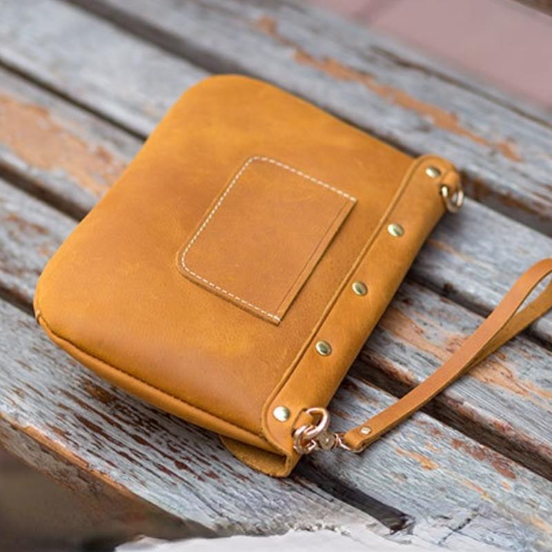 Johnature Ručně vyráběná retro kožená taška Crazy Horse Dámská taška Volný čas Přírodní hovězí kůže Kabelka Tašky přes rameno na mobilní telefon