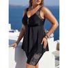 Plus Size Women S Two Piece Tankini Swimwear Black Print