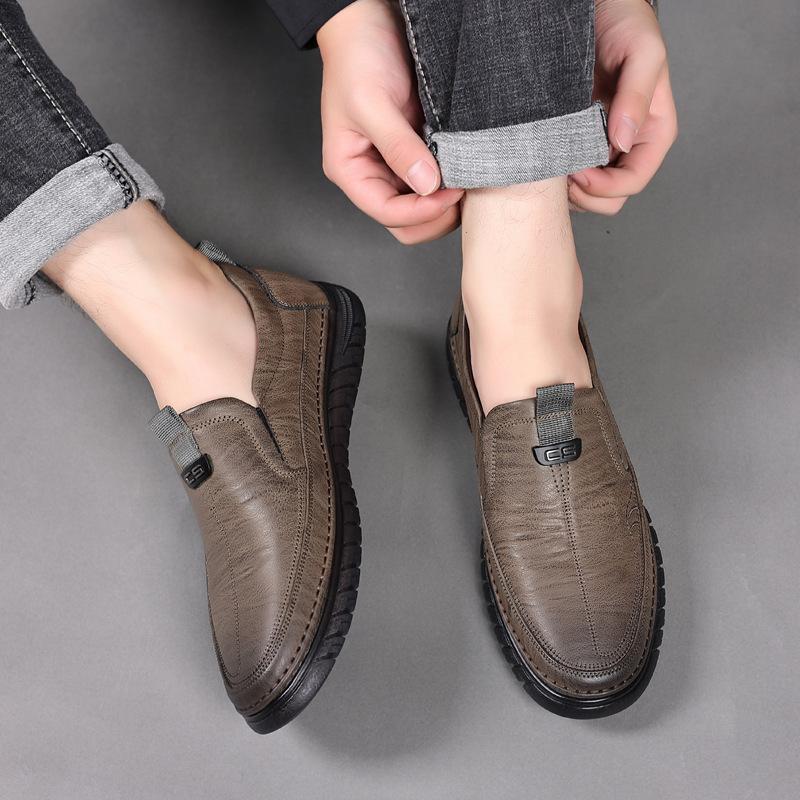 

Leather shoes men s summer soft sole hollow breathable one pedal casual beef tendon sole non-slip men s driving middle-aged dad shoes 45