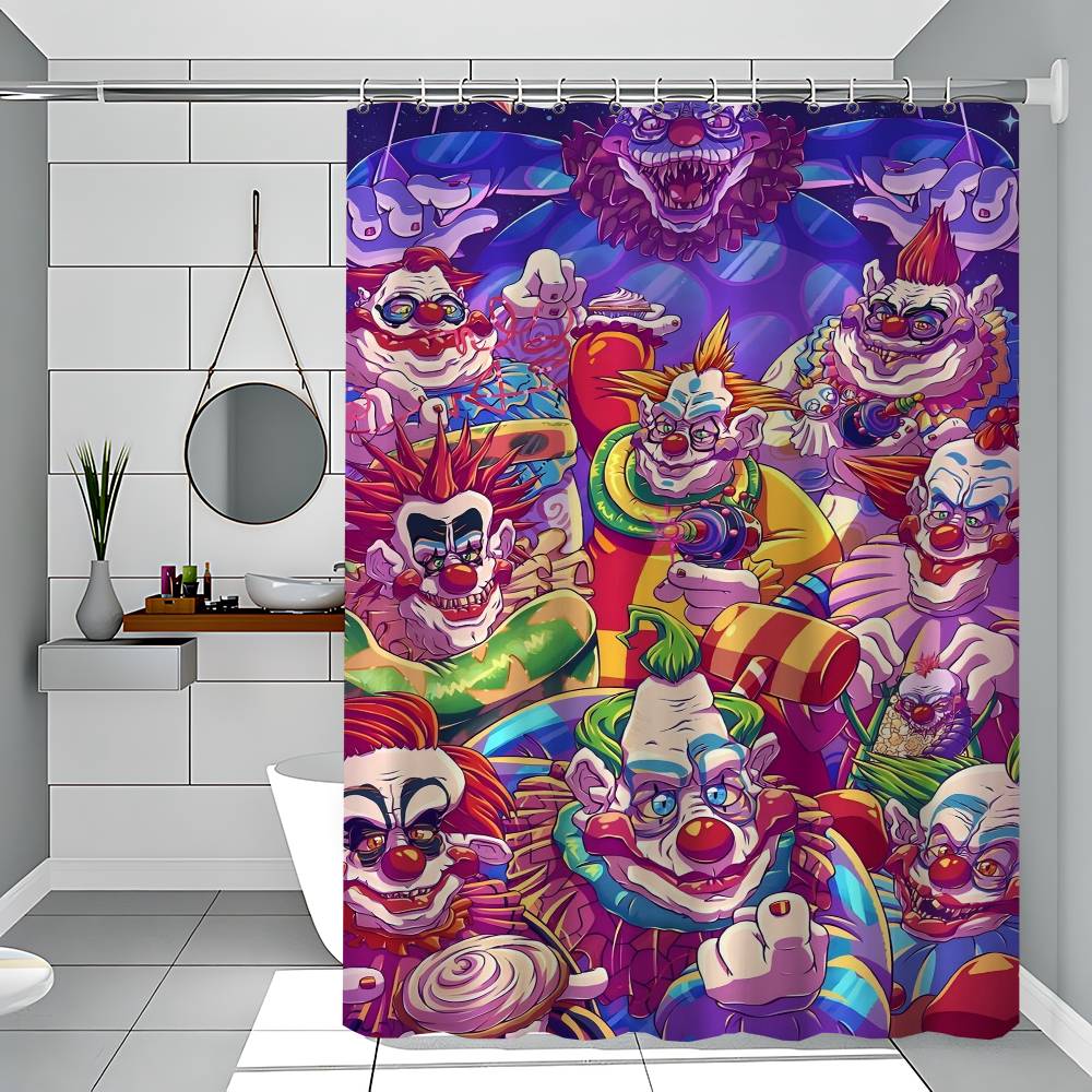 K-Killer Klowns From Outer Space Shower Curtain With Waterproof And Mold Resistant Shower Curtain Polyester Durable Bathroom