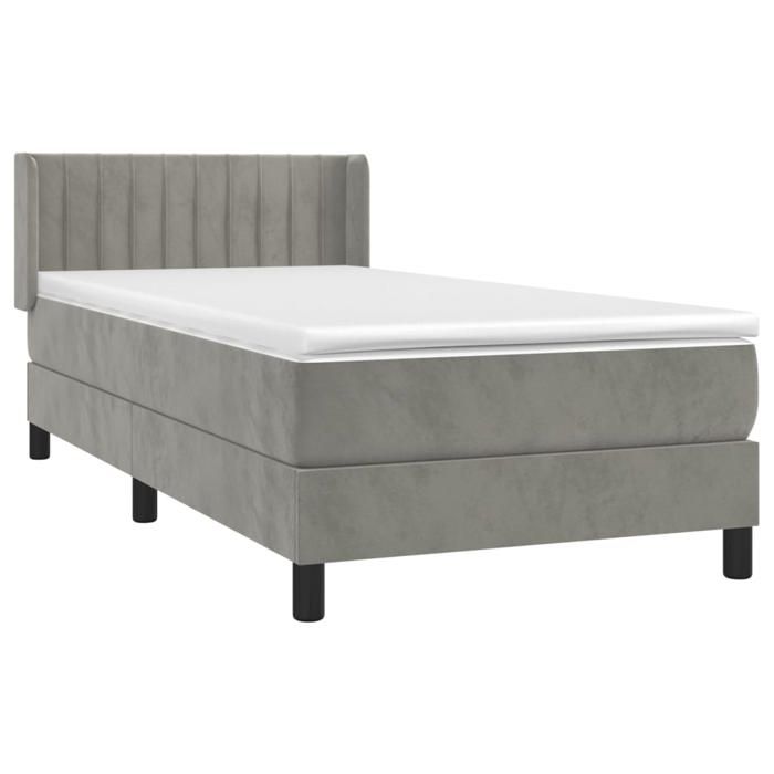 Maison Exclusive - Sommier à lattes de lit et matelas Gris clair 90x200 cm Velours