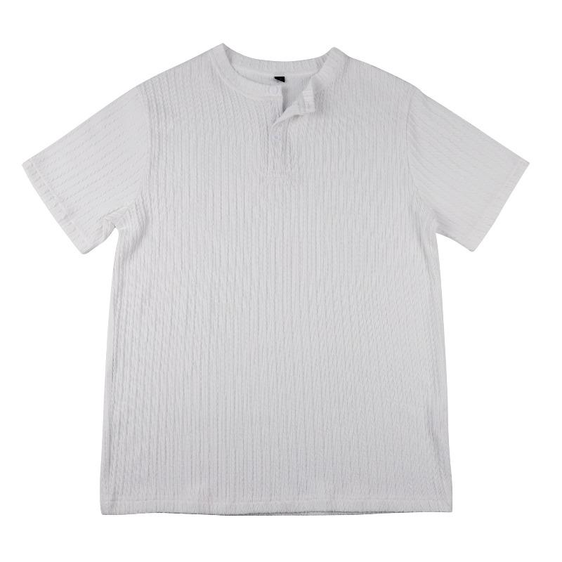 Men's Heavyweight Jacquard Stretch Short Sleeve Henley T-Shirt.