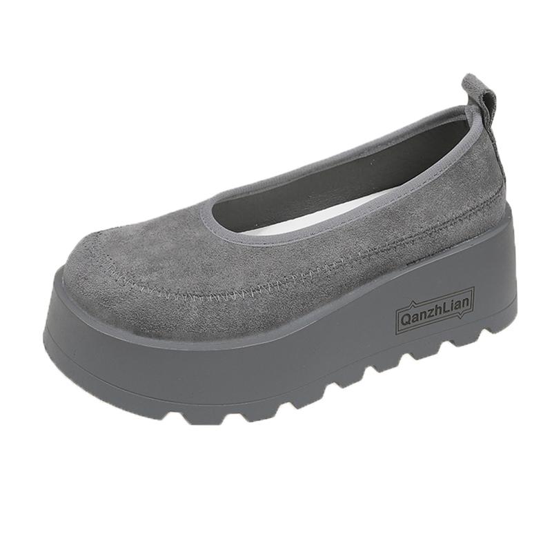 Fashion Aphixta 2025 New Suede Platform Shallow Woman Shoes Yellow Loafers Spring Woman Fashion Shoes Concise Chunky Heel Shoes Woman