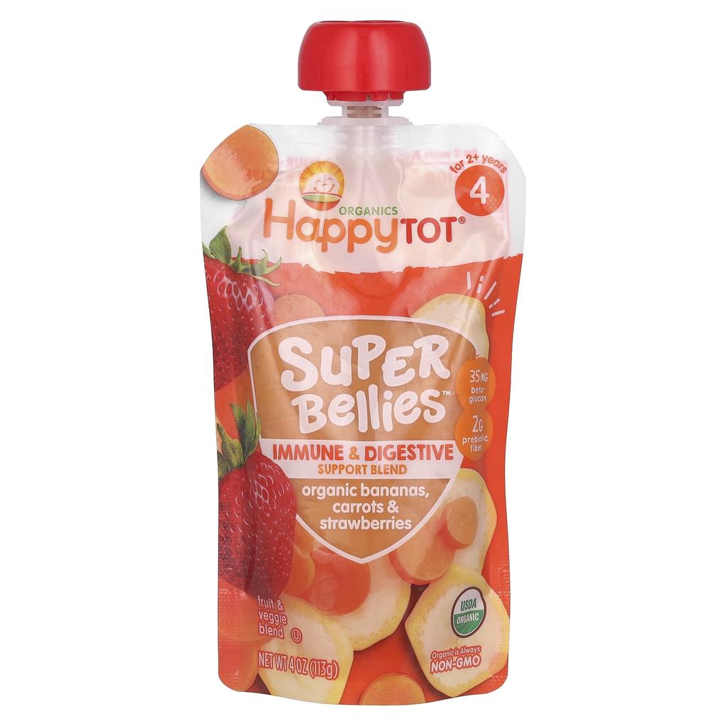 Happy Family Organics, Happy Tot, Super Bellies, Stage 4, Organic Banana, Carrot, Strawberry, 4 oz (113 g)