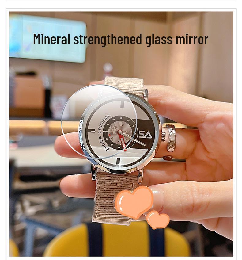 Sanda Nylon Strap Quartz Watch - Simple, Thin, Creative Dial, Waterproof, for Students and Sports