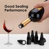 6PCS Black Silicone Wine Bottle Stopper with Threaded Seal Ring and StainlessTop, Suitable for Wine Bottles