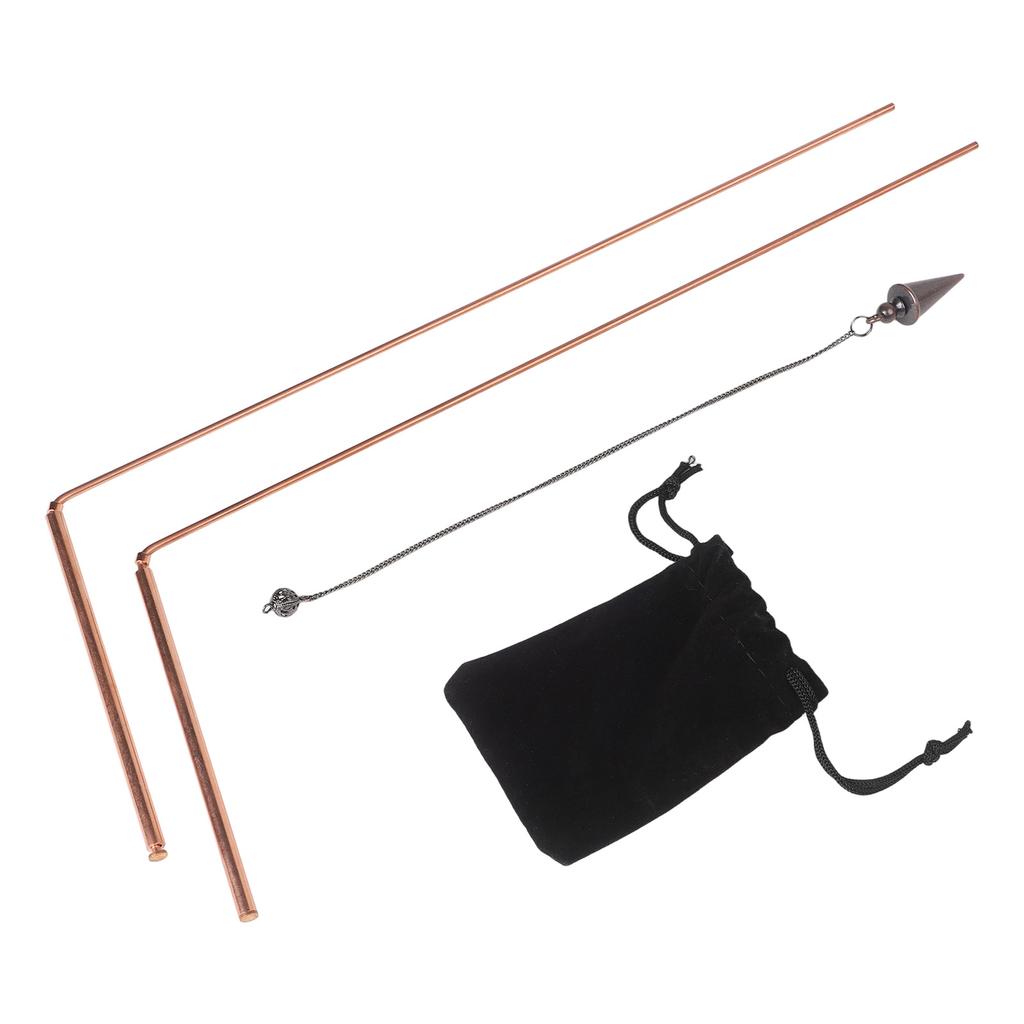 2pcs 99.9% Copper Dowsing Rod Psychic And Divination Copper Pendulum Kit Portable Dragon Seeking Detachable Tool