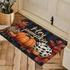 1 buc. Covoraș Flanelă cu Tematică de Toamnă „Hey Pumpkin”, Gros, Covoraș Rectangular cu Burete, Lavabil la Mașină, Anti-Alunecare, Confortabil