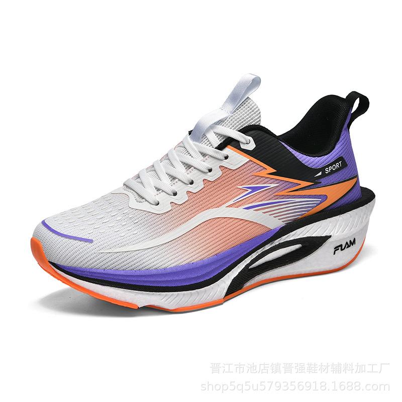 Popular mesh men's shoes non-slip carbon plate marathon running shoes, light and breathable to increase height, couple sports and leisure trendy shoes