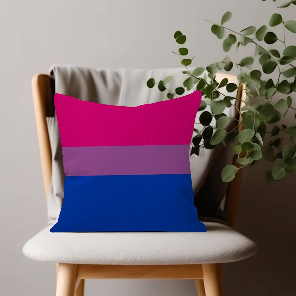 LGBT Bisexual Pride Pillow Case Home Double-sided Printing Short Plush Colorfast Microfiber Cushion Cover