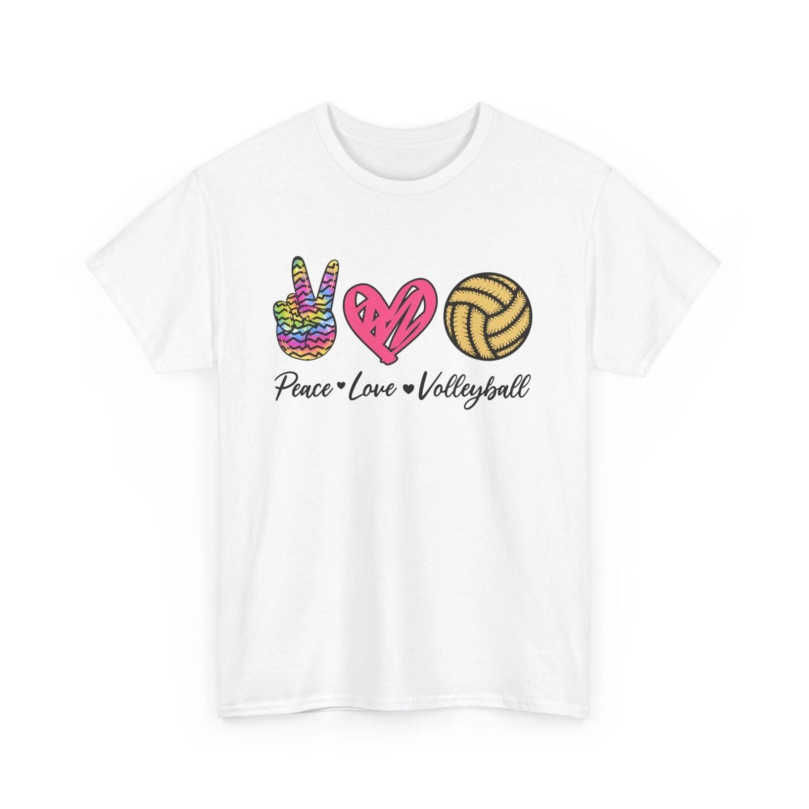 Volleyball Shirt, Peace Love Volleyball Sports Volleyball Fan Shirt 4XL