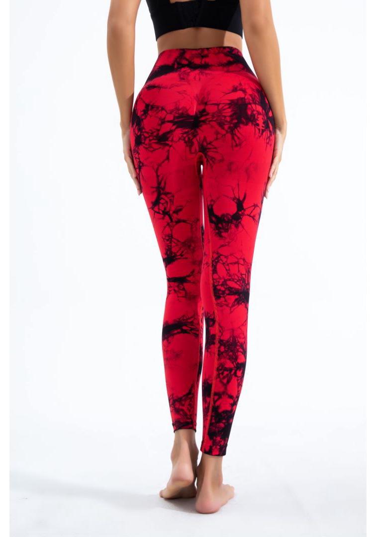 High-Waisted Tie-Dye Butt-Lifting Yoga Pants Large