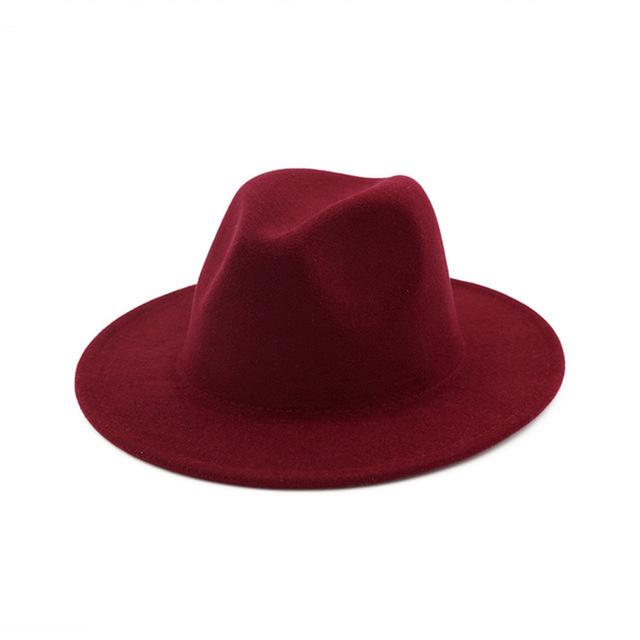 Women'S Black Elegant Wide Brim Fedora Flat Panama Hat Cap Wide Brim Autumn Hat Elegant Imitation Wool Camel Winter Caps