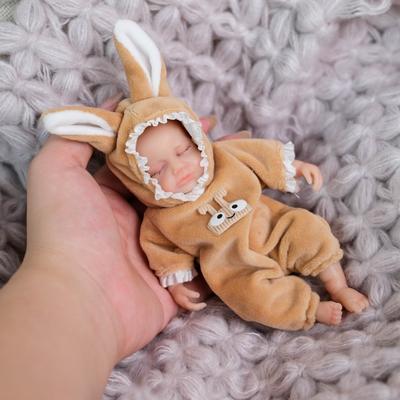 15cm Soft Solid Silicone Simulation Rebirth Doll Loulou Washable Realistic Bebe Newborn Doll Alive Lifelike Toy Baby Dolls for Children Christmas Gift