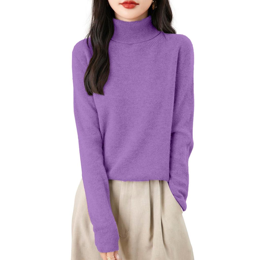 Women's Fashion Turtleneck Pullover Long Sleeve Loose Bottom Knit Sweater