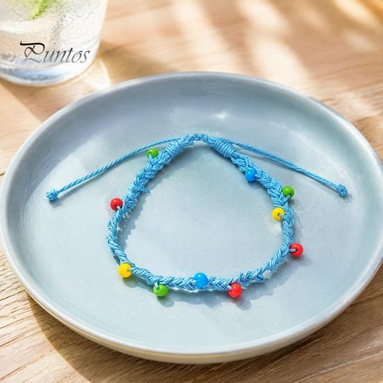 Casual Minimalist Hand Rope Handmade Braided Bracelet for Women, Bohemian Woven Wrist Colorful Summer Beach Accessories with Rice Beads, Adjustable