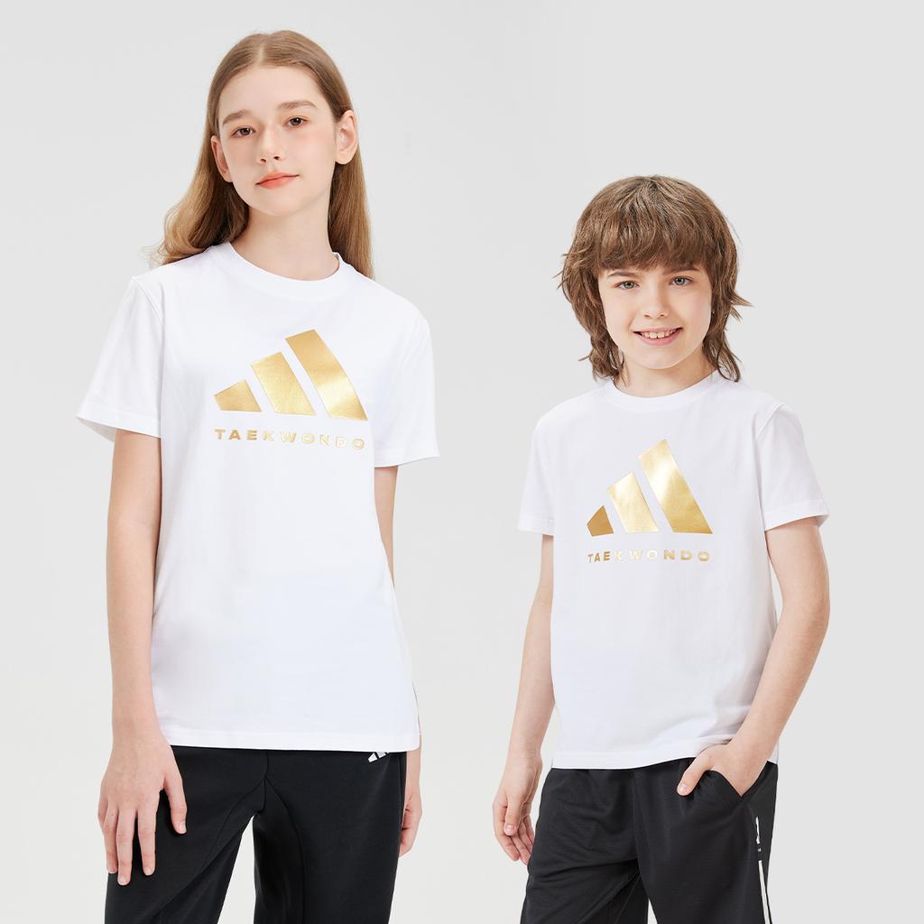 New Adidas Short Sleeved T Shirts White Gold Children Aged 3 7 Years Old ADICLTS24TKT-WG