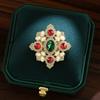 Dazzling Brooch High-Saturation Imitation Gemstones Faux Pearls Inlaid Palace Style Brooch Pin Coats Sweaters Scarves Badge