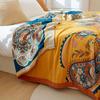 Boho-Chic Oversized Soft & Breathable Cotton Blanket - Floral Design, Perfect For All Seasons, Machine Washable