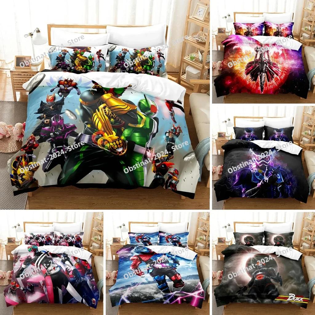 3D Kamen Rider Bedding Set Printed Bed Set With Pillowcase Bed Duvet Cover Soft Single Double Queen Super King Size Home Textile