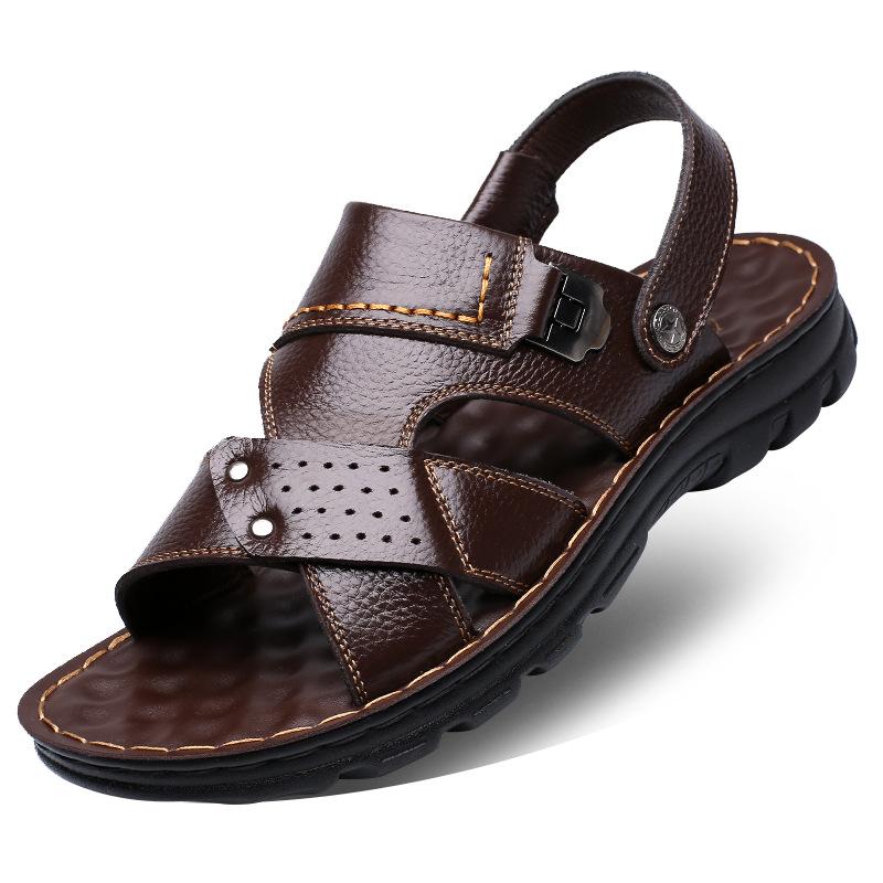 Men Sandals 2024 Summer New Arrival Genuine Leather Casual Fashion Sports Sandals Soft Men Wading Outdoors Beach Sandals yui8
