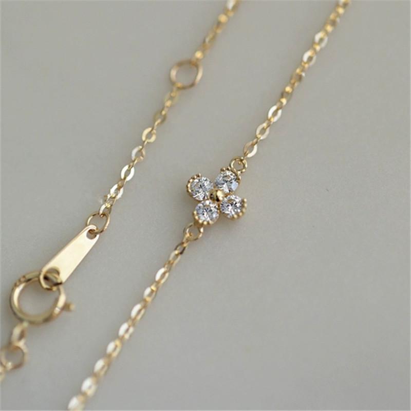 925 Sterling Silver Exquisite Lucky Flower CZ Link Chain Stackable Sweet Bracelet For Women Daily Fine Jewelry