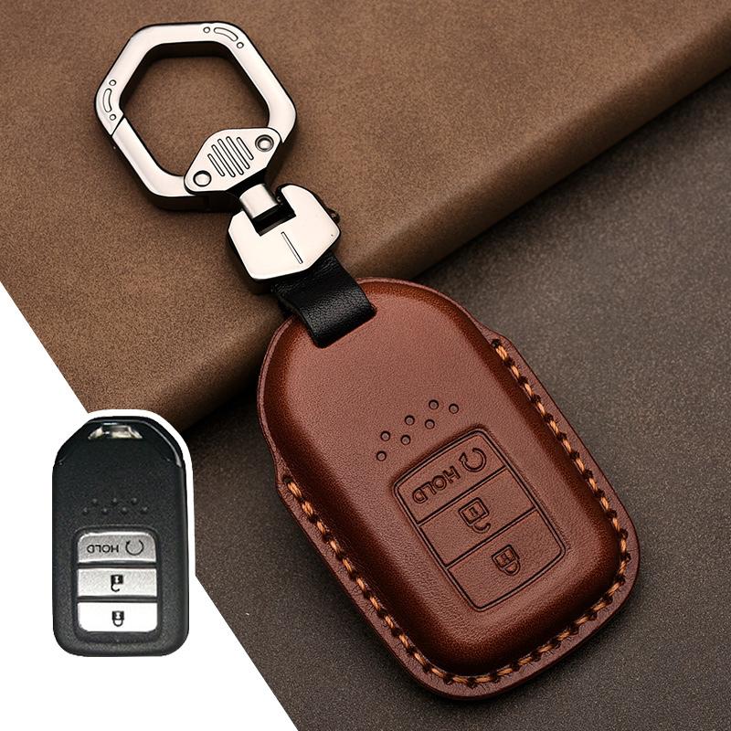 Leather Car Key Case Cover Shell for Honda Civic Accord Fit Hrv Crv Jazz City Protector