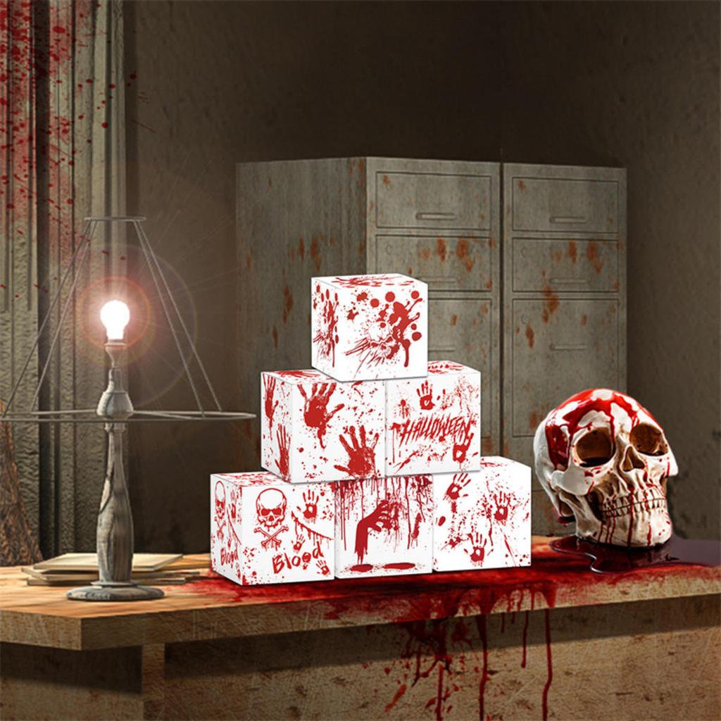 6pcs Festive Candy Snack Carton Environmentally Party Supplies Halloween Candy Boxes with Blood Hand Design for Kids Trick or Treat Party Favor