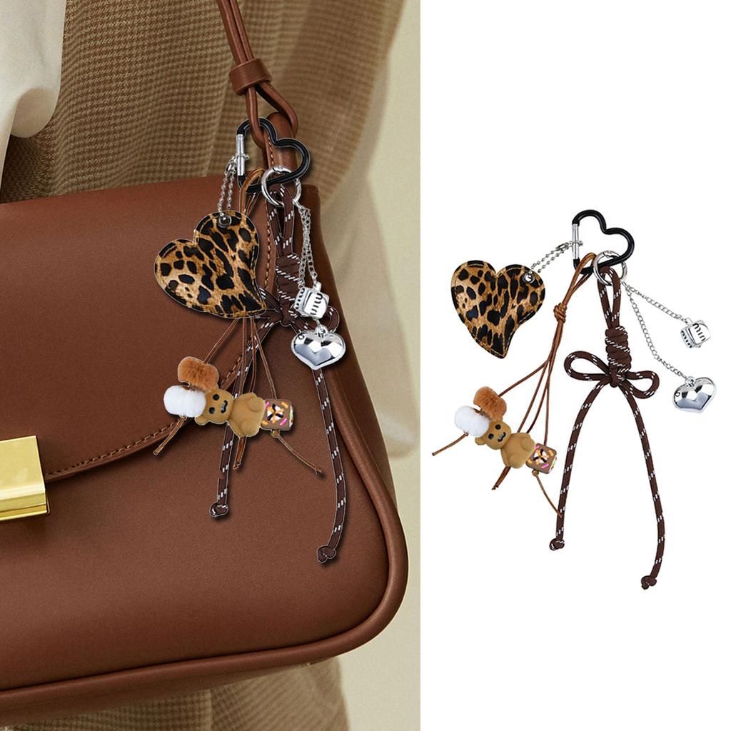 PU Bows Heart Keychain Charm Elegant Bag Accessory Gift For Women Girls Lightweight Bag Pendant For Purse Keys Phone