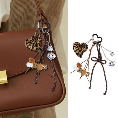 PU Bows Heart Keychain Charm Elegant Bag Accessory Gift For Women Girls Lightweight Bag Pendant For Purse Keys Phone