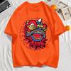 Energetic Dancing Lion Head Prints Mens T-Shirt Hip Hop O-Neck Short Sleeve Cotton Casual T Shirt Oversized Summer Top